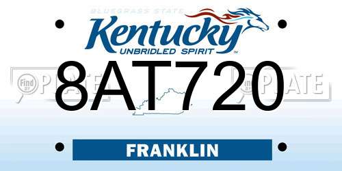 8AT720 Kentucky License Plate