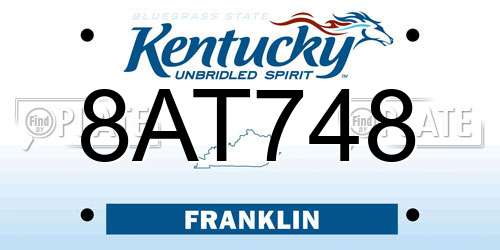 8AT748 Kentucky License Plate