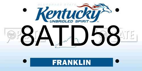 8ATD58 Kentucky License Plate
