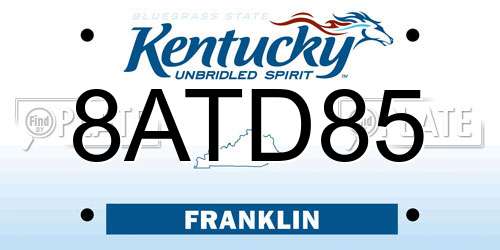 8ATD85 Kentucky License Plate