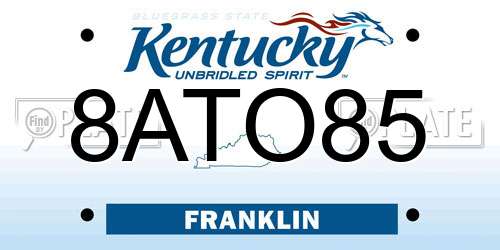 8ATO85 Kentucky License Plate