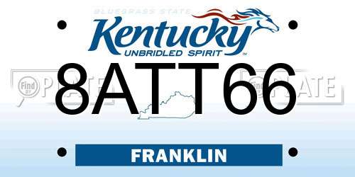 8ATT66 Kentucky License Plate