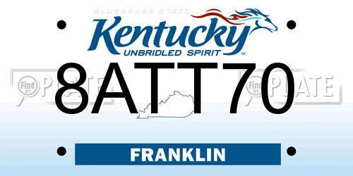 8ATT70 Kentucky License Plate