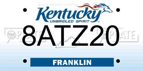 8ATZ20 Kentucky License Plate