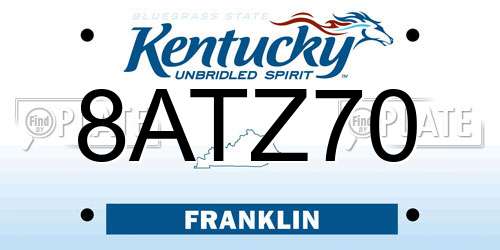 8ATZ70 Kentucky License Plate