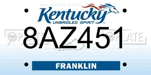 8AZ451 Kentucky License Plate