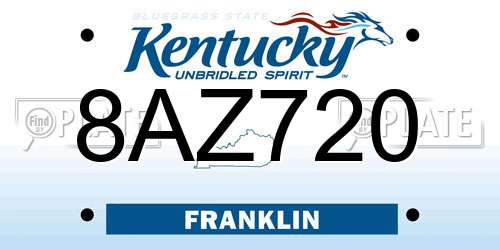 8AZ720 Kentucky License Plate