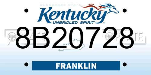 8B20728 Kentucky License Plate