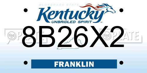8B26X2 Kentucky License Plate