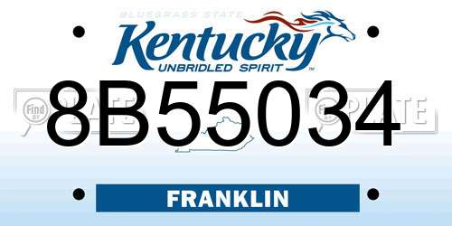 8B55034 Kentucky License Plate