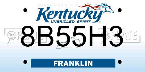8B55H3 Kentucky License Plate