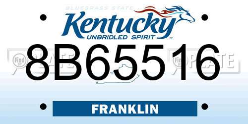 8B65516 Kentucky License Plate