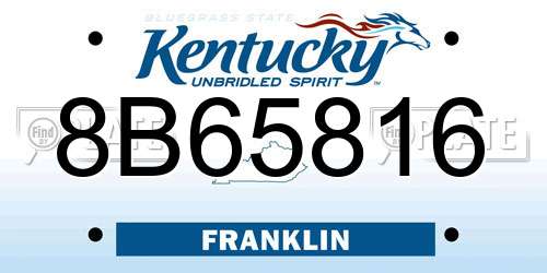 8B65816 Kentucky License Plate