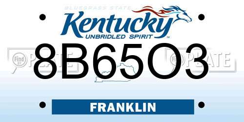8B65O3 Kentucky License Plate