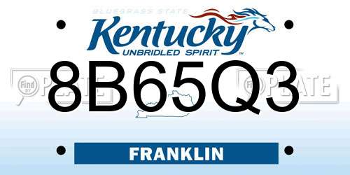 8B65Q3 Kentucky License Plate