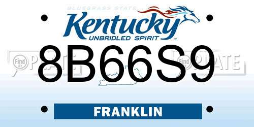 8B66S9 Kentucky License Plate