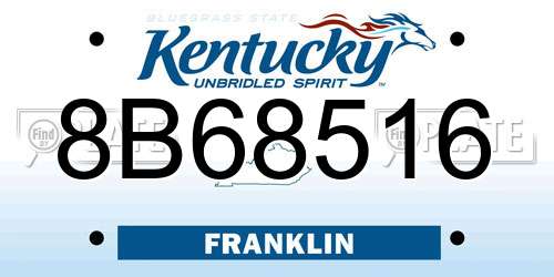 8B68516 Kentucky License Plate