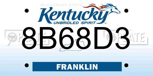 8B68D3 Kentucky License Plate