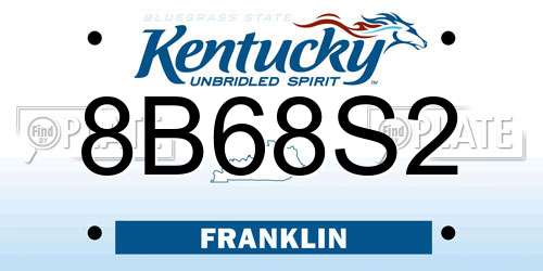 8B68S2 Kentucky License Plate
