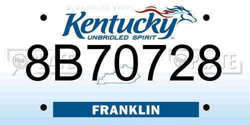 8B70728 Kentucky License Plate