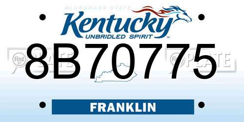 8B70775 Kentucky License Plate