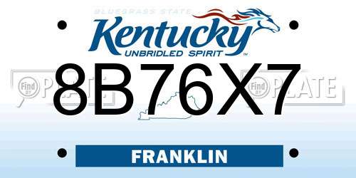 8B76X7 Kentucky License Plate