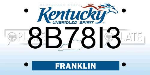 8B78I3 Kentucky License Plate
