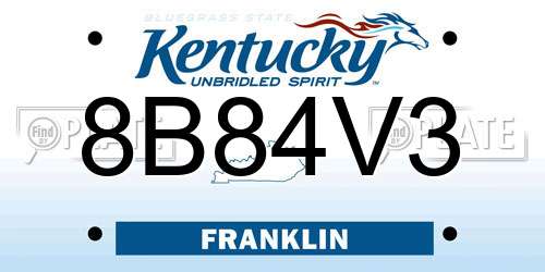 8B84V3 Kentucky License Plate