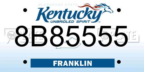 8B85555 Kentucky License Plate