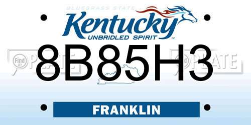 8B85H3 Kentucky License Plate