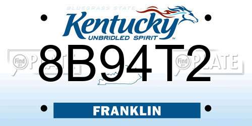 8B94T2 Kentucky License Plate