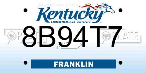 8B94T7 Kentucky License Plate