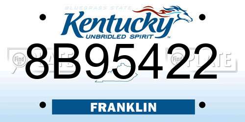 8B95422 Kentucky License Plate
