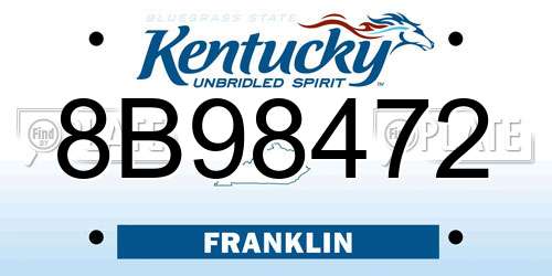 8B98472 Kentucky License Plate