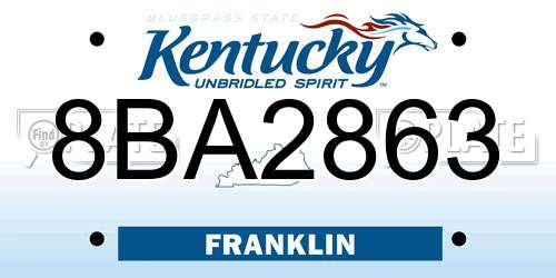 8BA2863 Kentucky License Plate