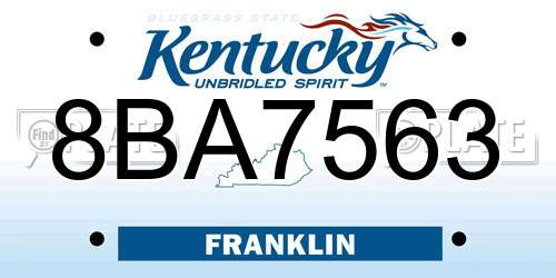 8BA7563 Kentucky License Plate