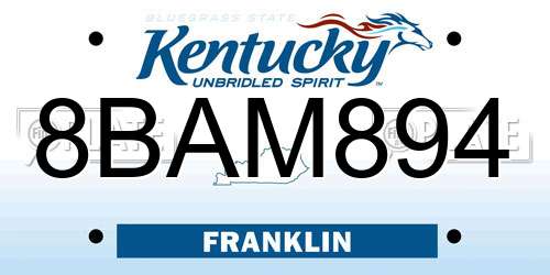 8BAM894 Kentucky License Plate