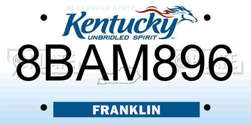 8BAM896 Kentucky License Plate
