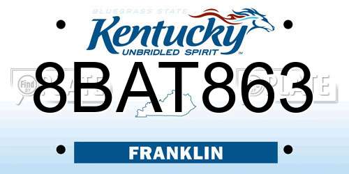 8BAT863 Kentucky License Plate