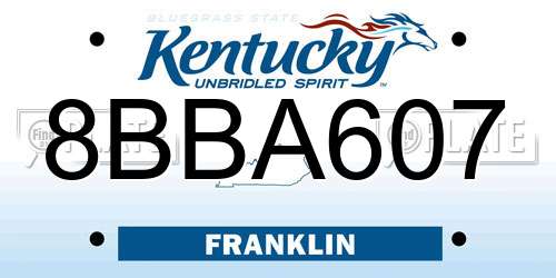 8BBA607 Kentucky License Plate