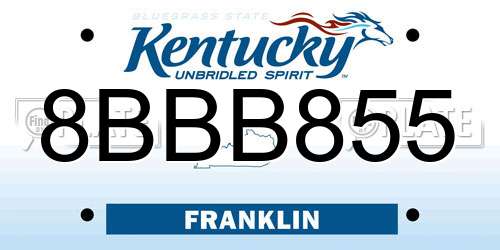 8BBB855 Kentucky License Plate