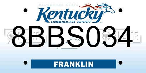 8BBS034 Kentucky License Plate