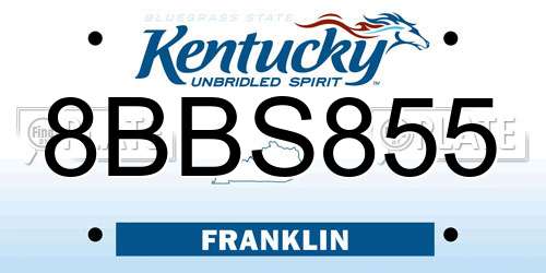8BBS855 Kentucky License Plate