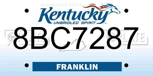 8BC7287 Kentucky License Plate