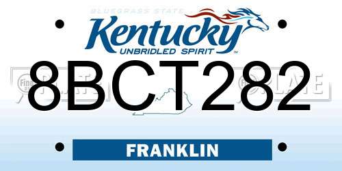 8BCT282 Kentucky License Plate