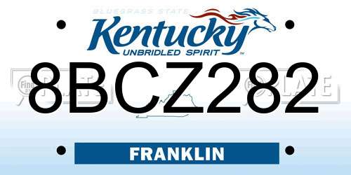 8BCZ282 Kentucky License Plate