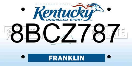 8BCZ787 Kentucky License Plate
