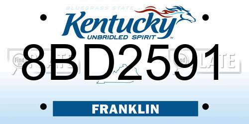8BD2591 Kentucky License Plate