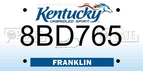 8BD765 Kentucky License Plate