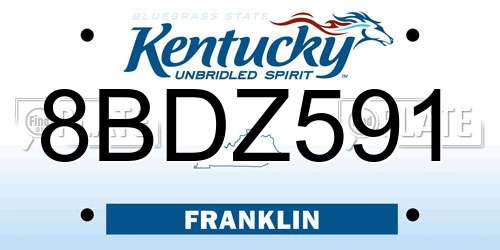 8BDZ591 Kentucky License Plate